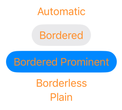 SwiftUI buttons on iOS using .foregroundStyle(.orange) modifier to change text color.