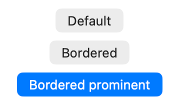 macOS SwiftUI Buttons showing different built-in button styles.