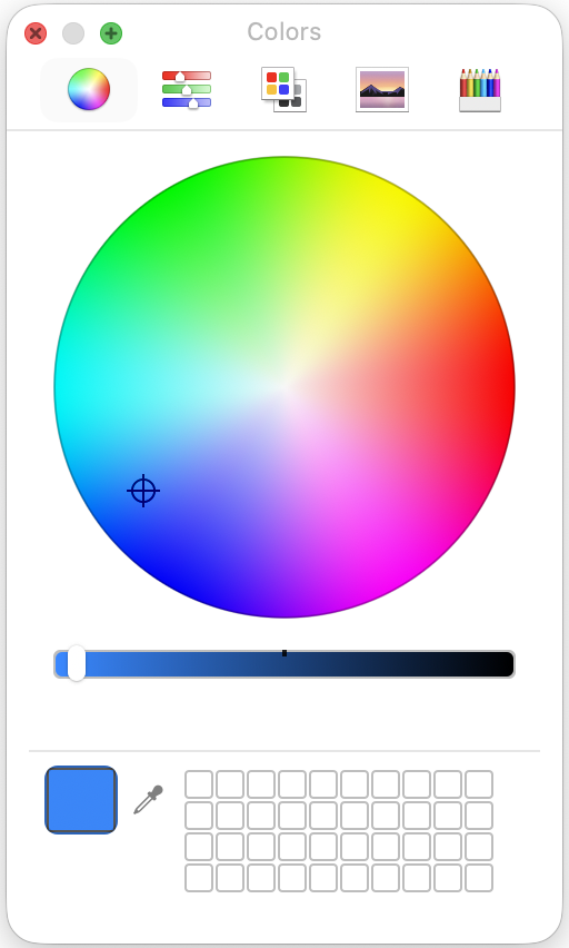 macOS ColorPicker in SwiftUI without opacity setting, showing solid color selection interface.