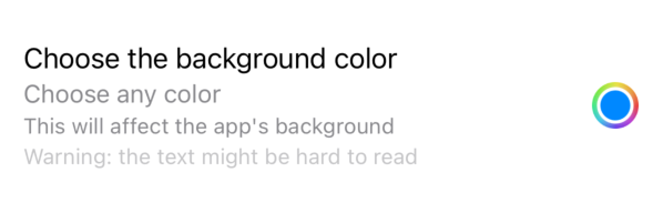 SwiftUI ColorPicker on iOS showing multiple text levels with title and three subtitles for detailed labeling.