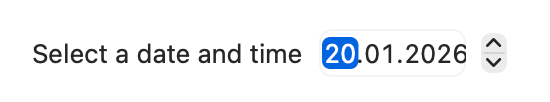 SwiftUI DatePicker on macOS showing only date components in default style.