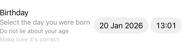 SwiftUI DatePicker on iOS showing multiple subtitle labels stacked vertically.